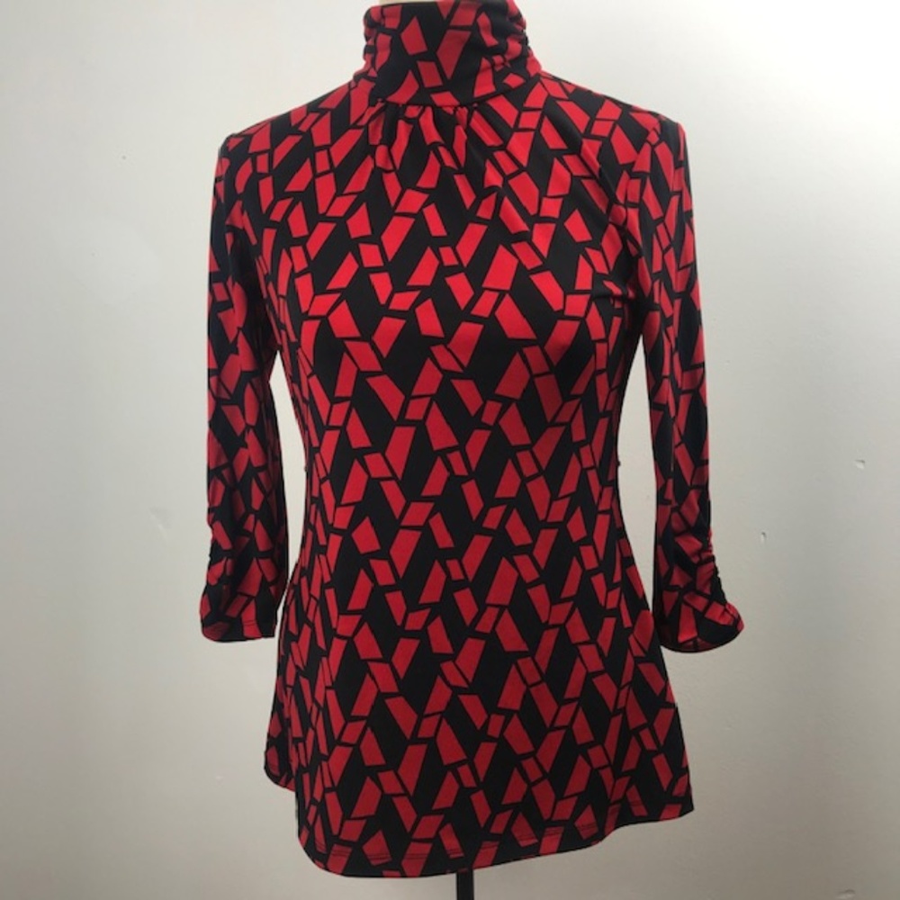 Style & Co. Size P Red And Black Pattern Shirt - image 1